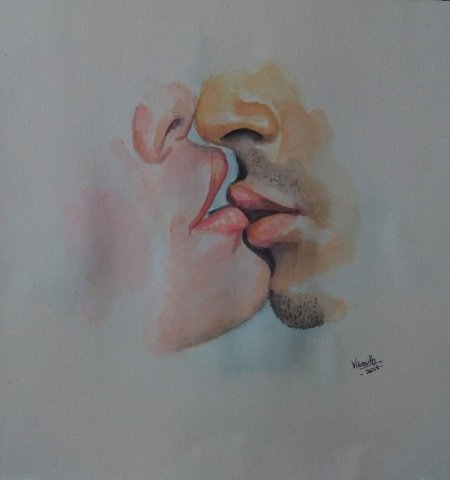 Поцелуй акварель