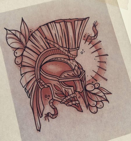 Спартанский шлем тату