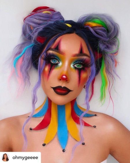 Макияж радужный клоун