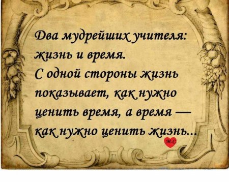 Два мудрейших учителя жизнь и время с одной стороны