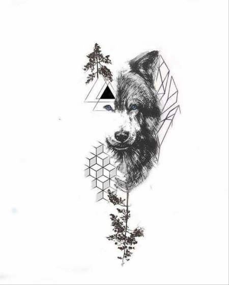 Тату эскиз волк