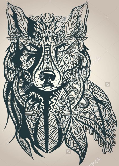 Тату эскиз волка орнаментал