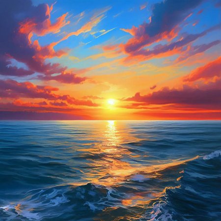 Закат на море картина