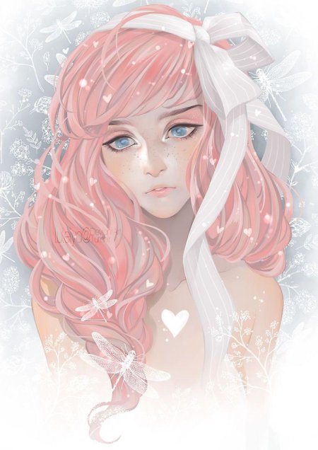 Девушка с розовыми волосами арт