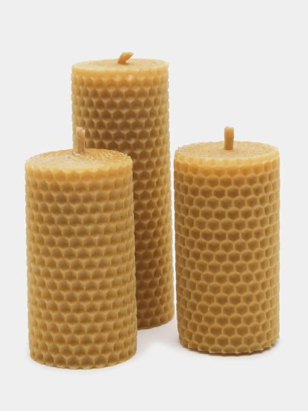 Набор свечей из вощины медовой с добавлением
