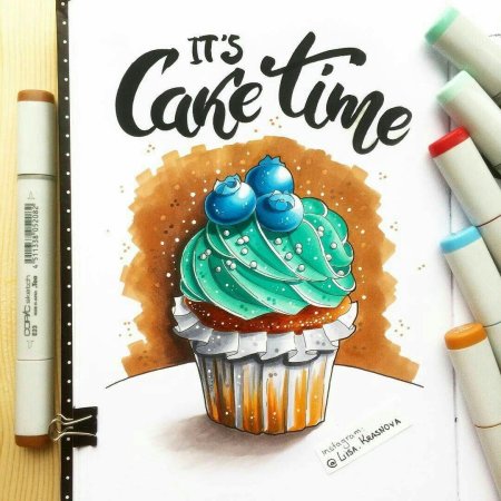 Капкейк маркерами для скетчинга