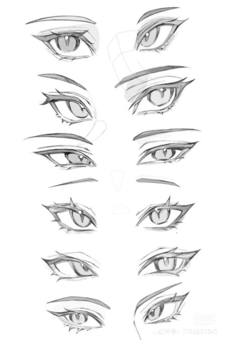 Аниме глаза мужские карандашом