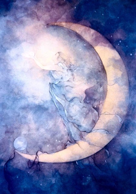 Луна акварель