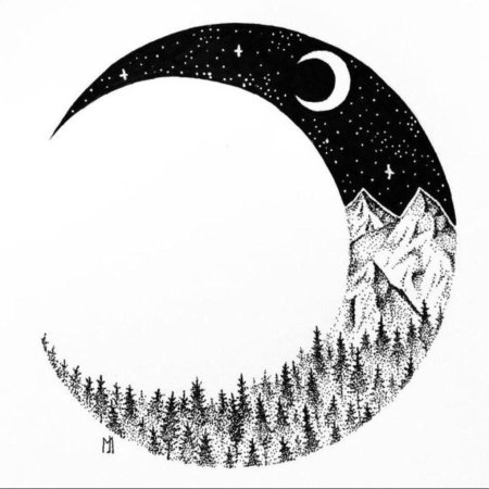 Триединая луна тату эскизы