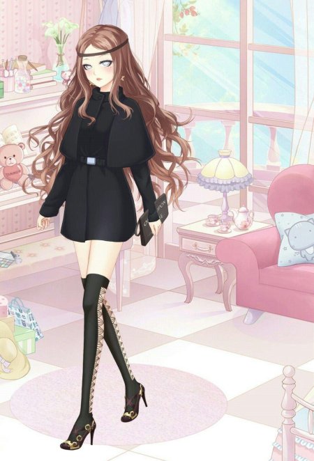 Аниме девушка в модной одежде