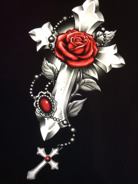 Крест с розой