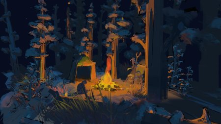 Костер в лесу арт