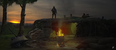 Сталкер у костра арт