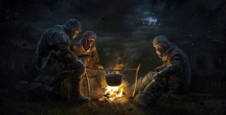 Сталкер у костра арт