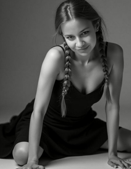 Девушка с косичками