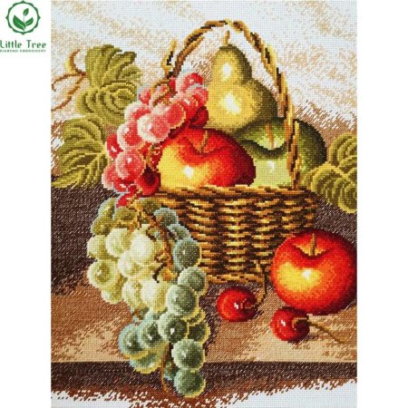 Вышивка корзина с фруктами