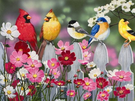 Птички в цветах
