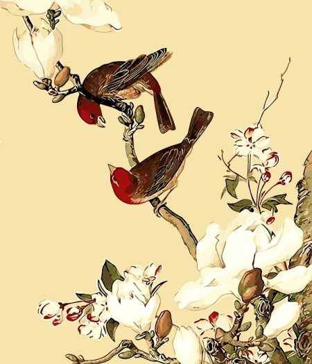 Китайская живопись магнолия гунби