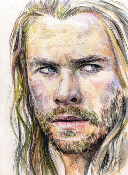 Крис хемсворт портрет карандашом
