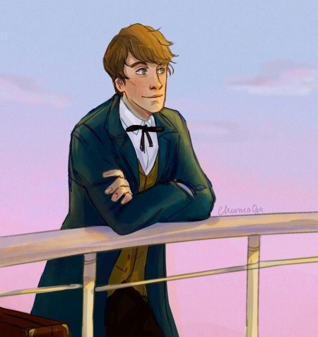 Ньют саламандер и гарри поттер арт
