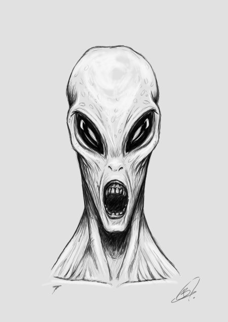 Инопланетянин карандашом для срисовки
