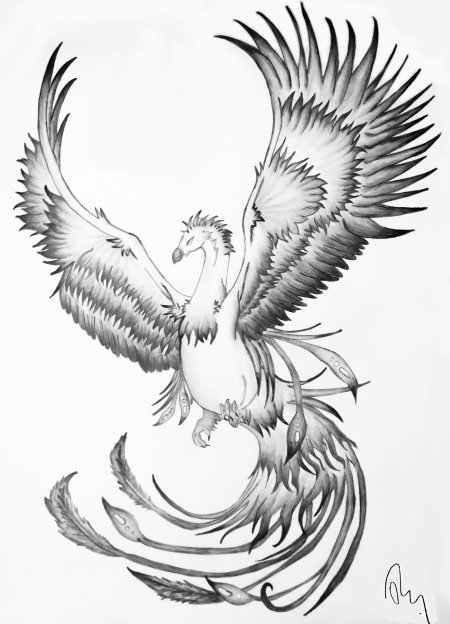 Феникс эскиз тату