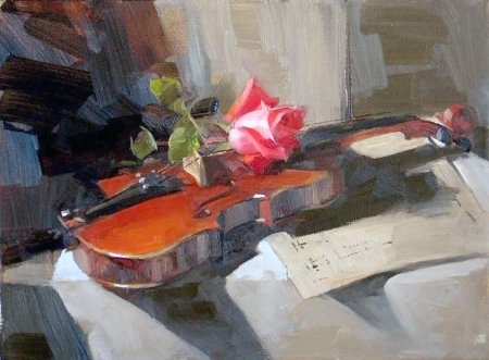 Натюрморт со скрипкой живопись