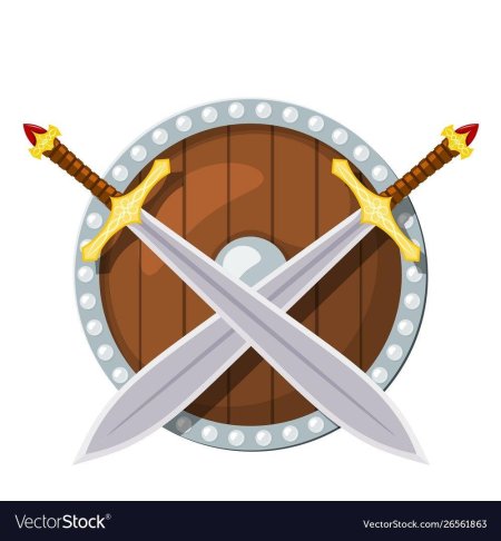 Богатырь с мечом и щитом