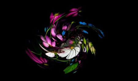 Картина цветы на черном фоне