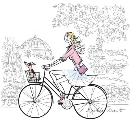 Девочка на велосипеде рисунок
