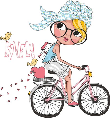 Рисунок девочка на велосипеде