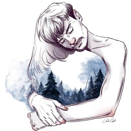 Грустная природа рисунок