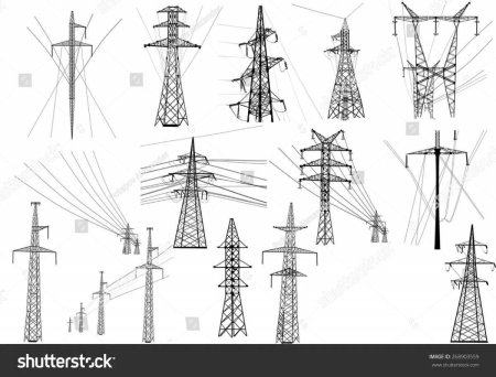 Высоковольтная линия опора электропередач для визио
