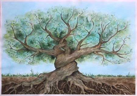 Красивое дерево с корнями