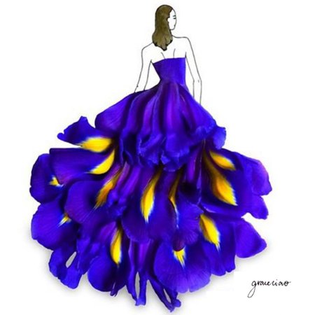 Платье из цветов рисунок