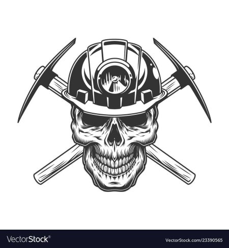 Череп в шахтерской каске