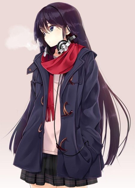 Аниме девушка в куртке