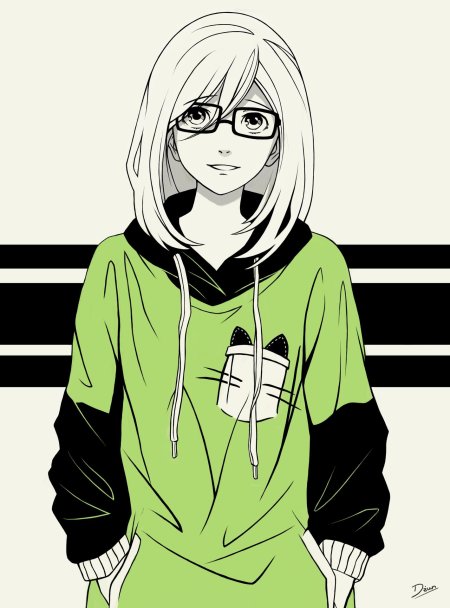 Аниме девушка в очках