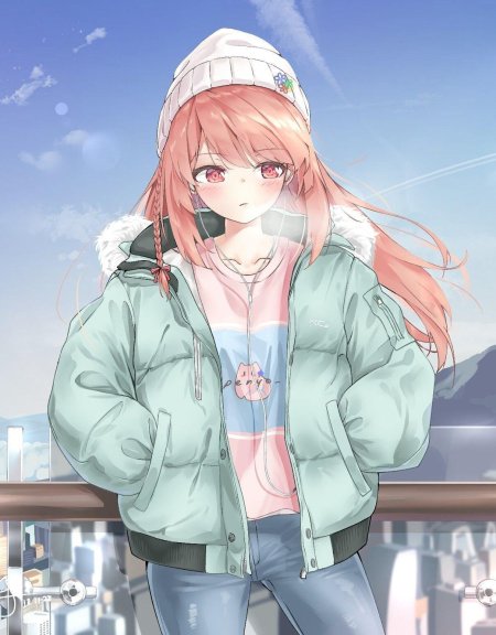 Аниме девушка в куртке