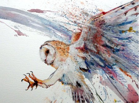 Сова акварель