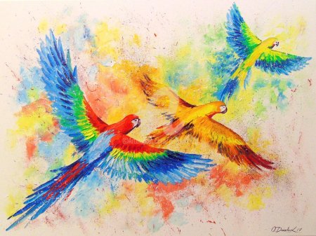 Попугай ара в полете