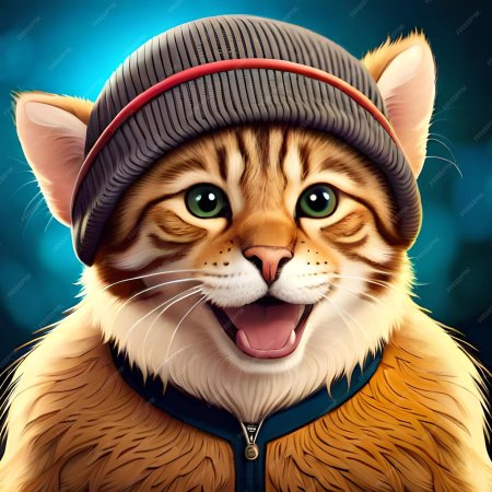 Котик в шапке