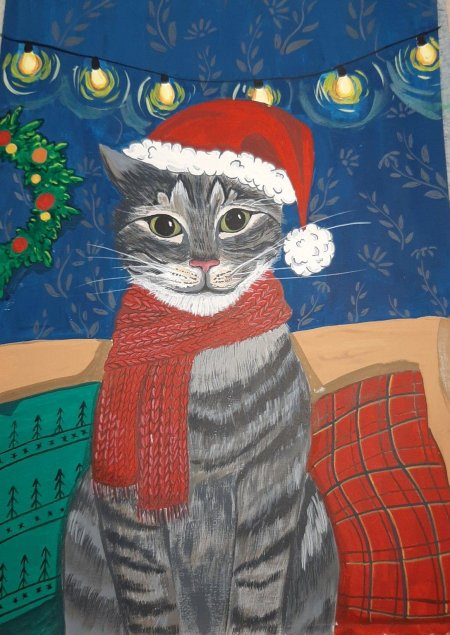 Котики новогодние рисунки