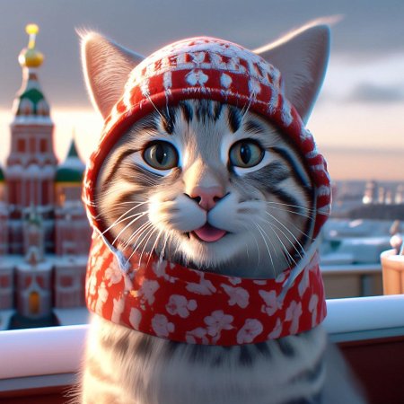 Котик в шапке