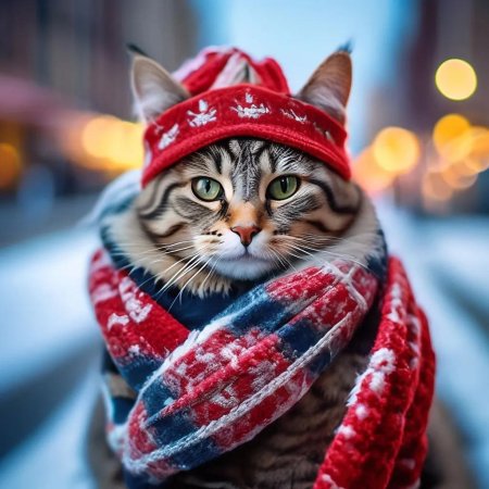 Кот в шарфе