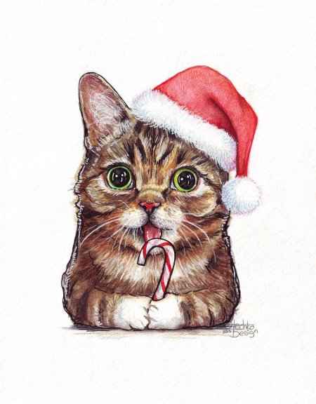 Новогодний кот арт