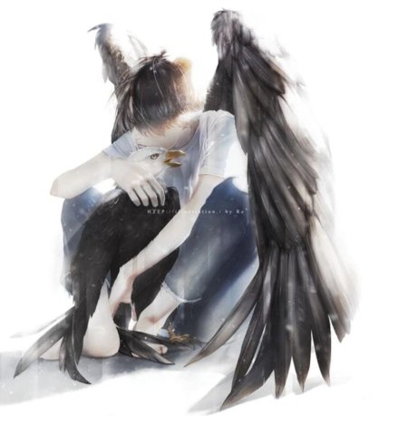 Птица обнимает крыльями