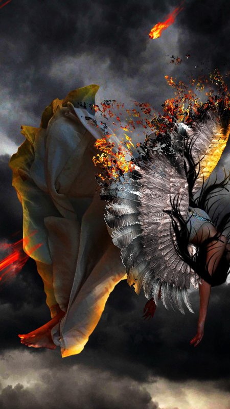 Девушка с крыльями в огне