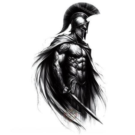 Воин спартанец эскиз тату