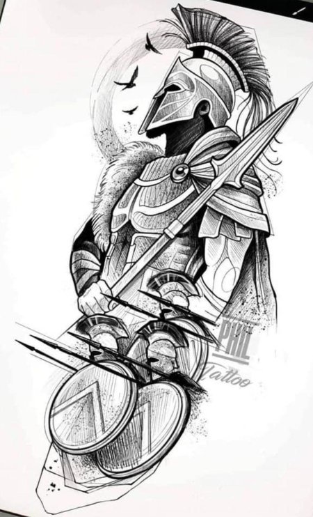 Спартанский воин тату эскизы